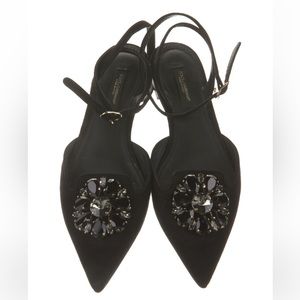 Dolce & Gabbana crystal embellished flat shoes with ankle strap !